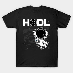 HODL Astronaut Ripple XRP Coin To The Moon Crypto Token Cryptocurrency Blockchain Wallet Birthday Gift For Men Women Kids T-Shirt